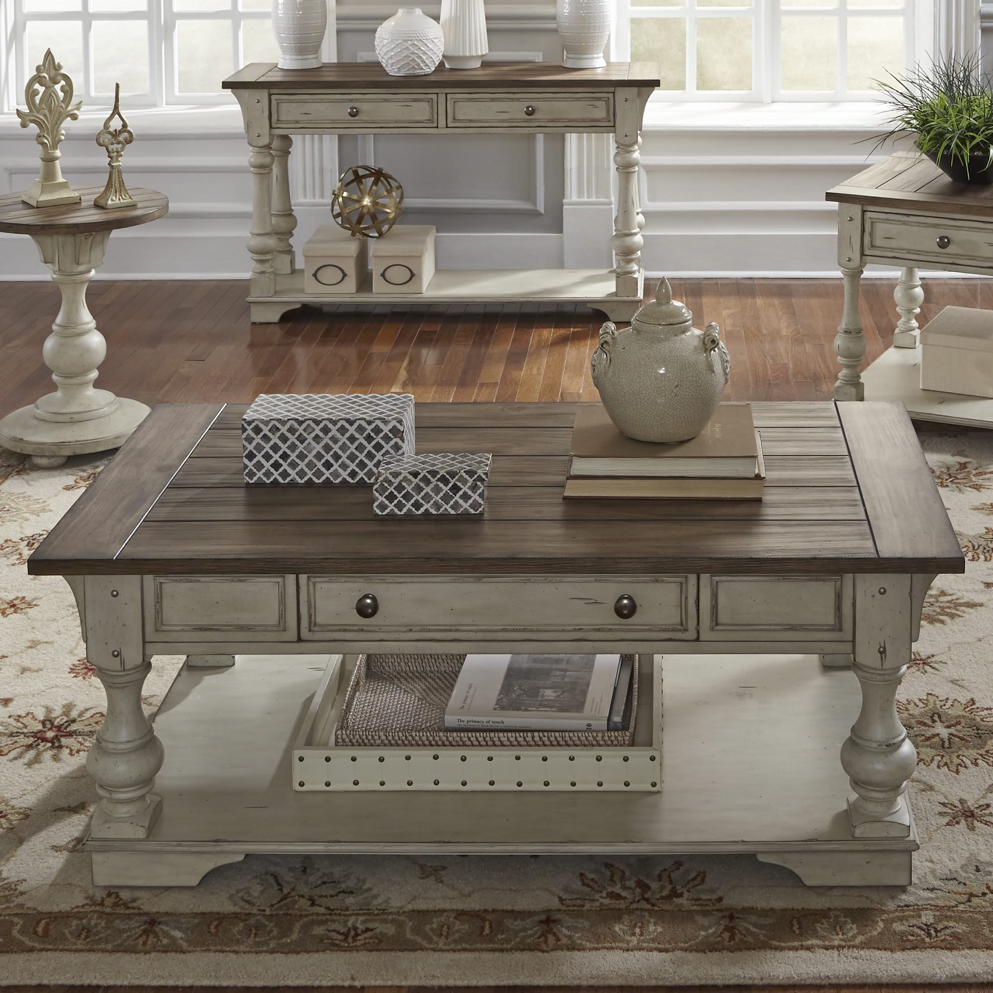 Morgan Creek - Cocktail Table - Antique White / Wirebrushed Tobacco Accents - Image 3