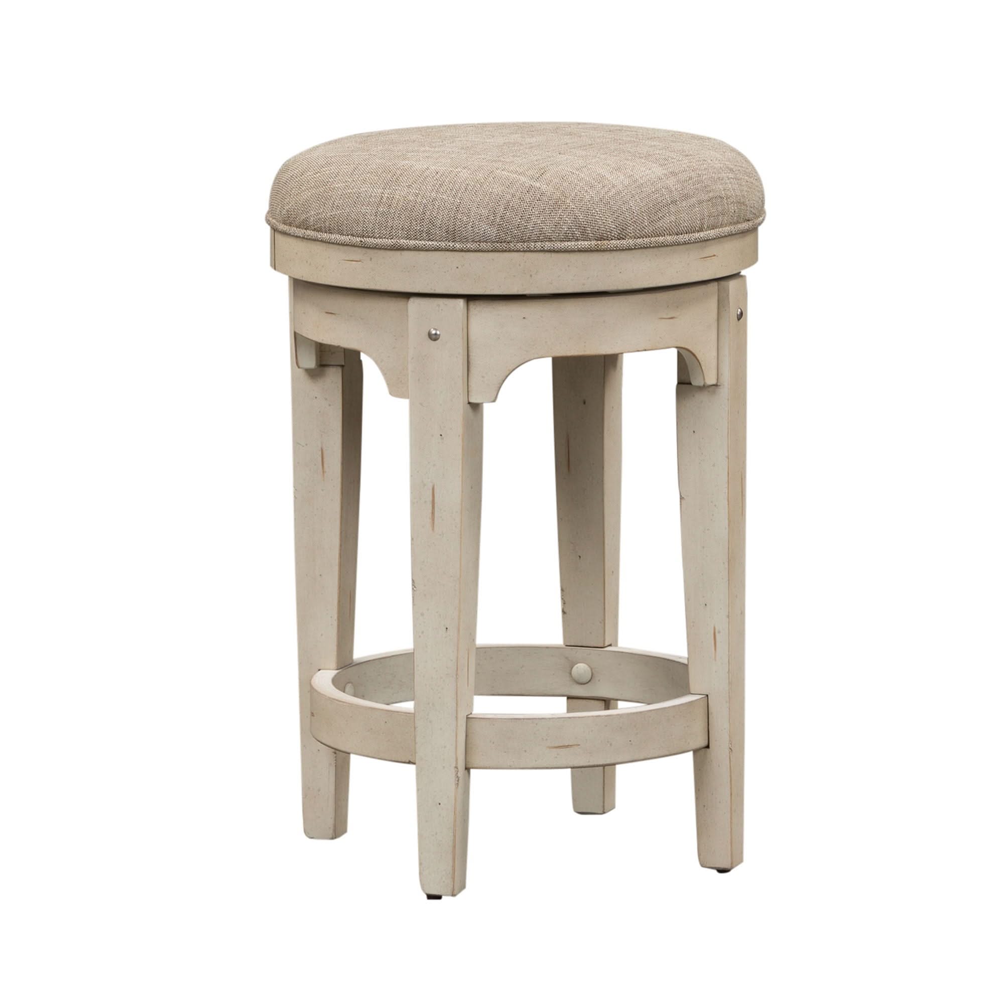 Morgan Creek - Console Swivel Stool - Antique White / Wirebrushed Tobacco Accents - Image 3