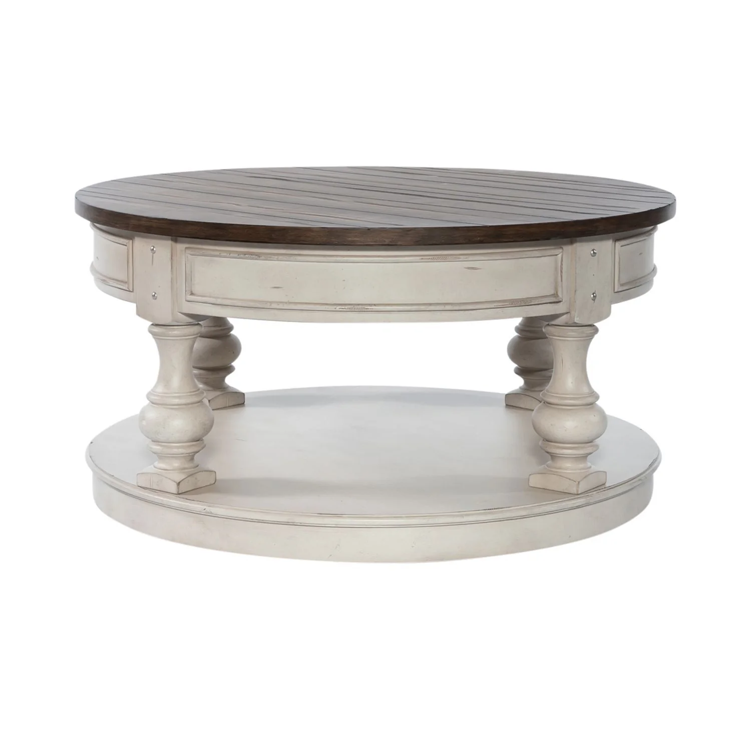 Morgan Creek - Round Cocktail Table - Antique White / Wirebrushed Tobacco Accents - Image 2