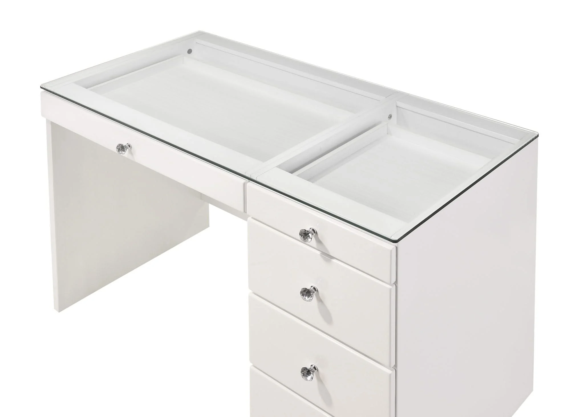 Morgan - Vanity Desk With Glass Top - White - Image 2