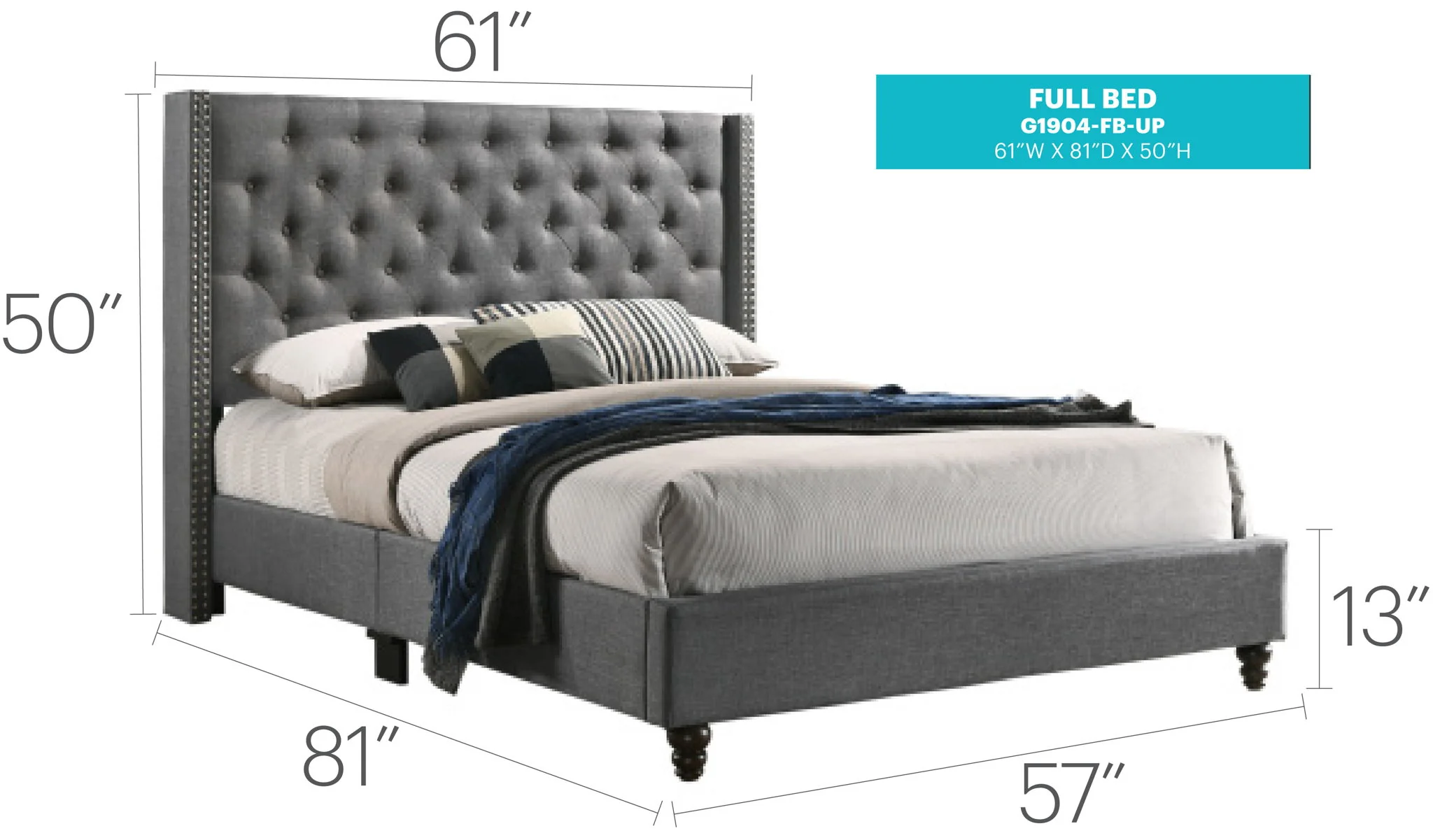 Nailhead Bed Transitional Vibrant - Image 12