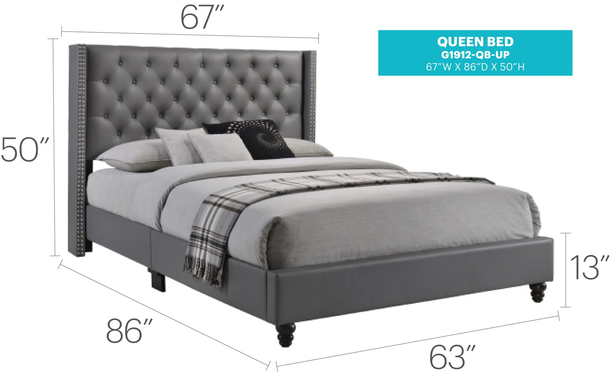 Nailhead Bed Transitional Vibrant - Image 15