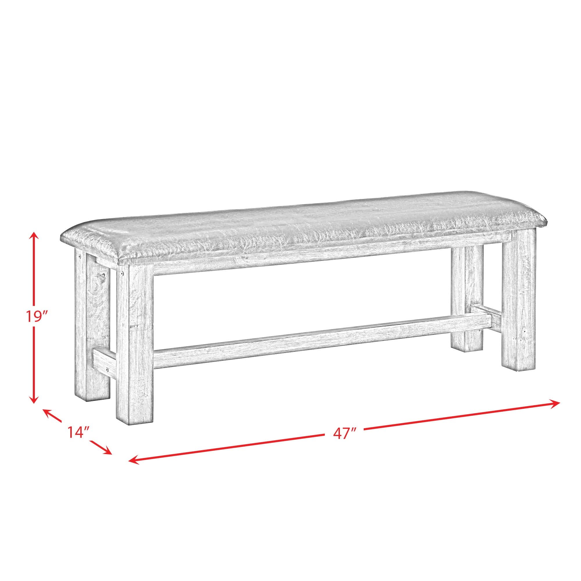 Nathan - Bench With PU Padded Seat - Gray Oak - Image 3