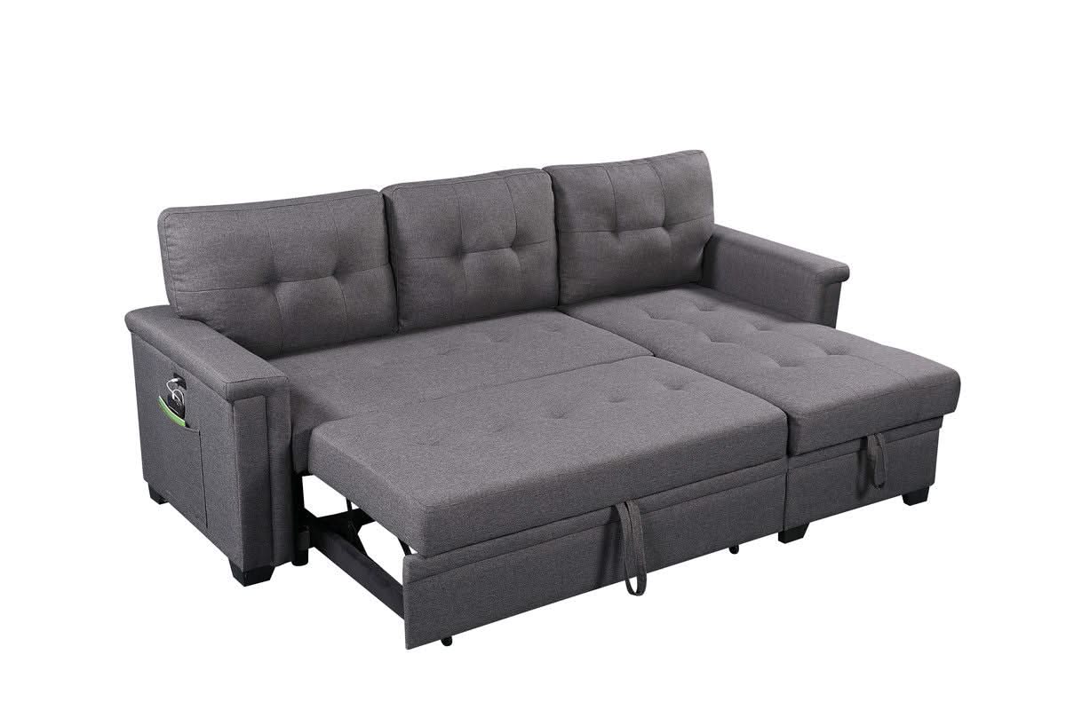 Nathan - Reversible Sleeper Sectional Sofa With Storage Chaise, USB Charging Ports And Pocket - Image 2