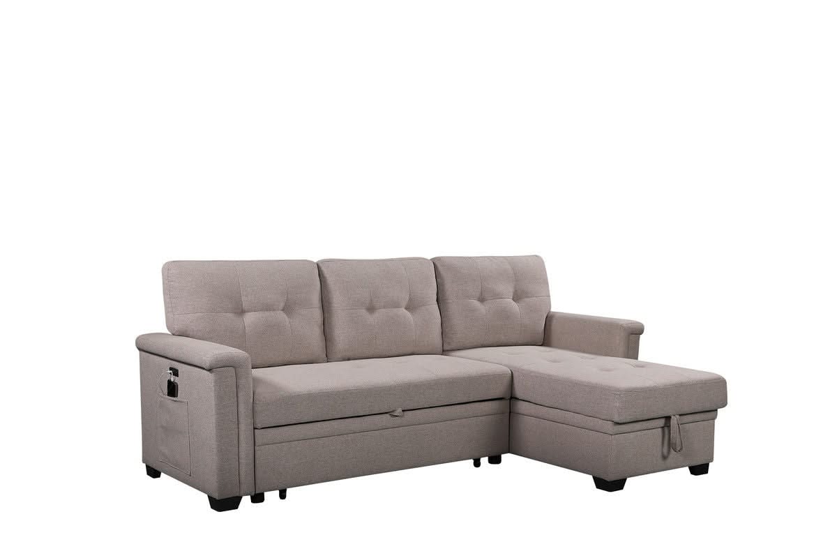 Nathan - Reversible Sleeper Sectional Sofa With Storage Chaise, USB Charging Ports And Pocket - Image 3