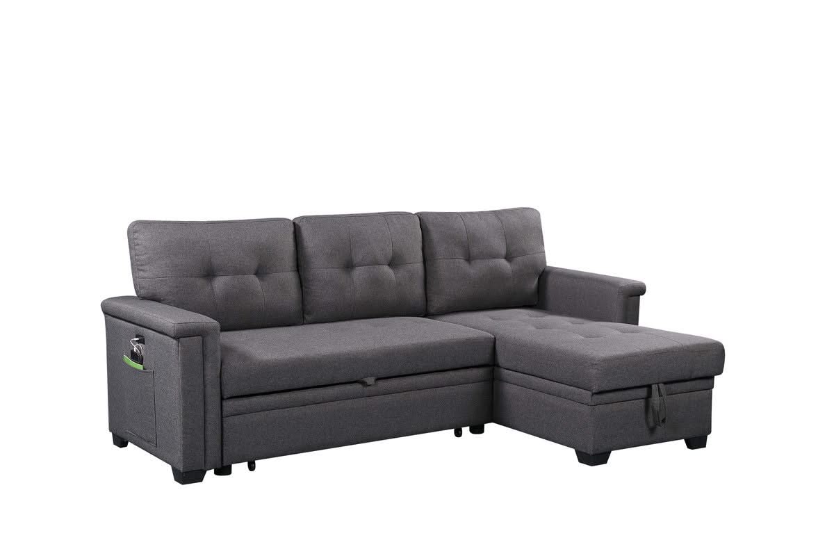 Nathan - Reversible Sleeper Sectional Sofa With Storage Chaise, USB Charging Ports And Pocket - Image 4