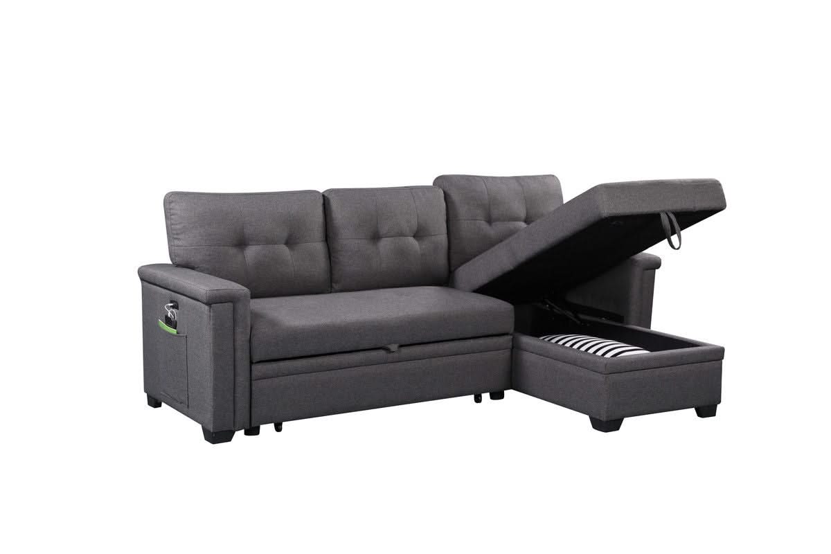 Nathan - Reversible Sleeper Sectional Sofa With Storage Chaise, USB Charging Ports And Pocket - Image 5