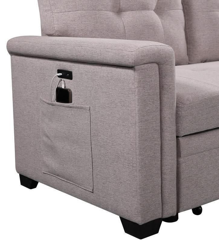 Nathan - Reversible Sleeper Sectional Sofa With Storage Chaise, USB Charging Ports And Pocket - Image 6