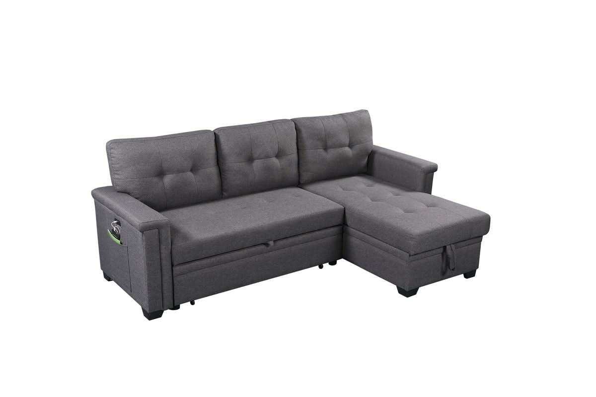 Nathan - Reversible Sleeper Sectional Sofa With Storage Chaise, USB Charging Ports And Pocket - Image 7