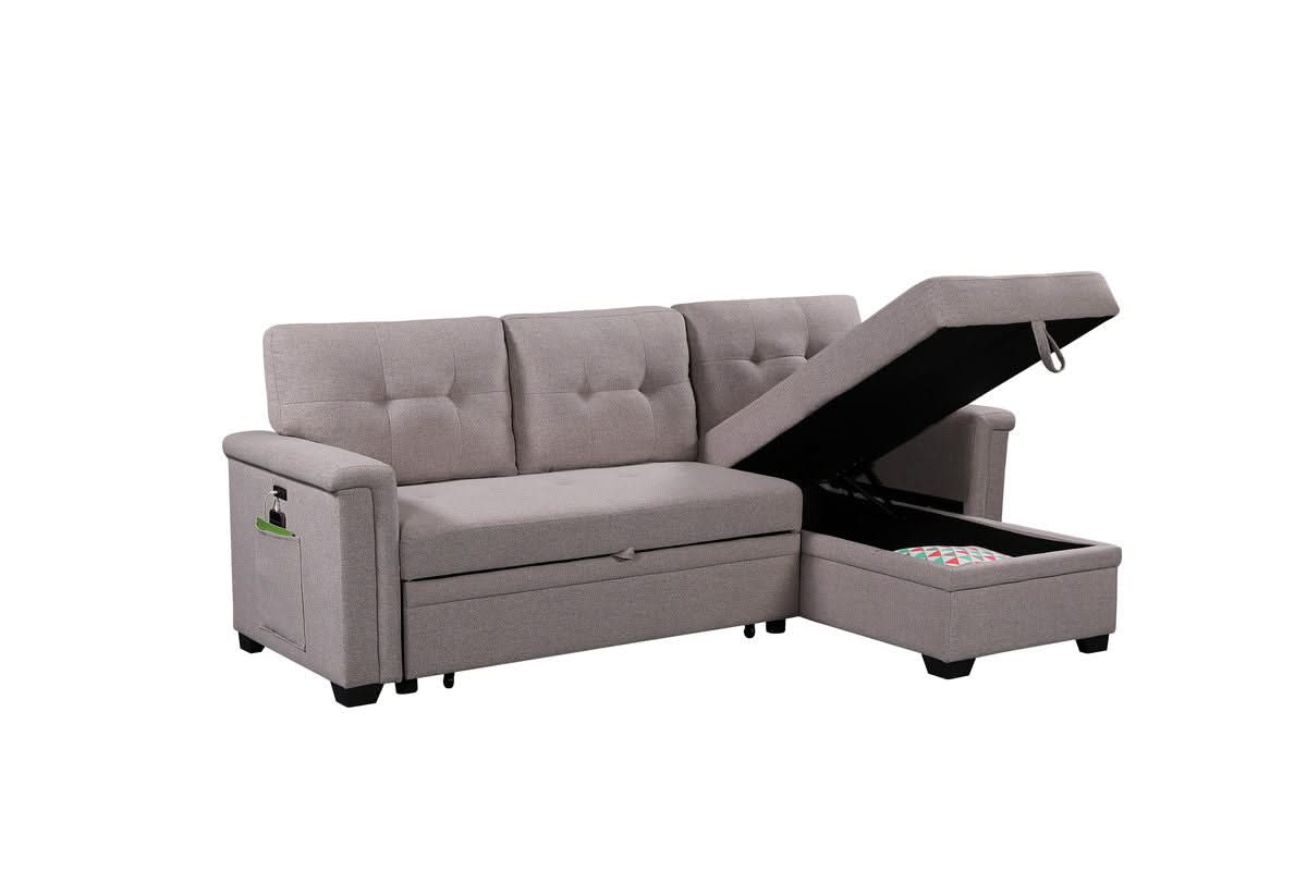 Nathan - Reversible Sleeper Sectional Sofa With Storage Chaise, USB Charging Ports And Pocket - Image 8