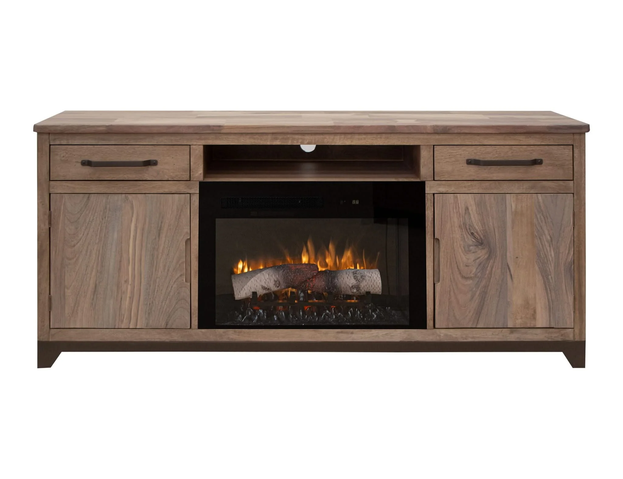 Natural Parota - 70" Electric Fireplace - Brown Cappuccino - Image 4