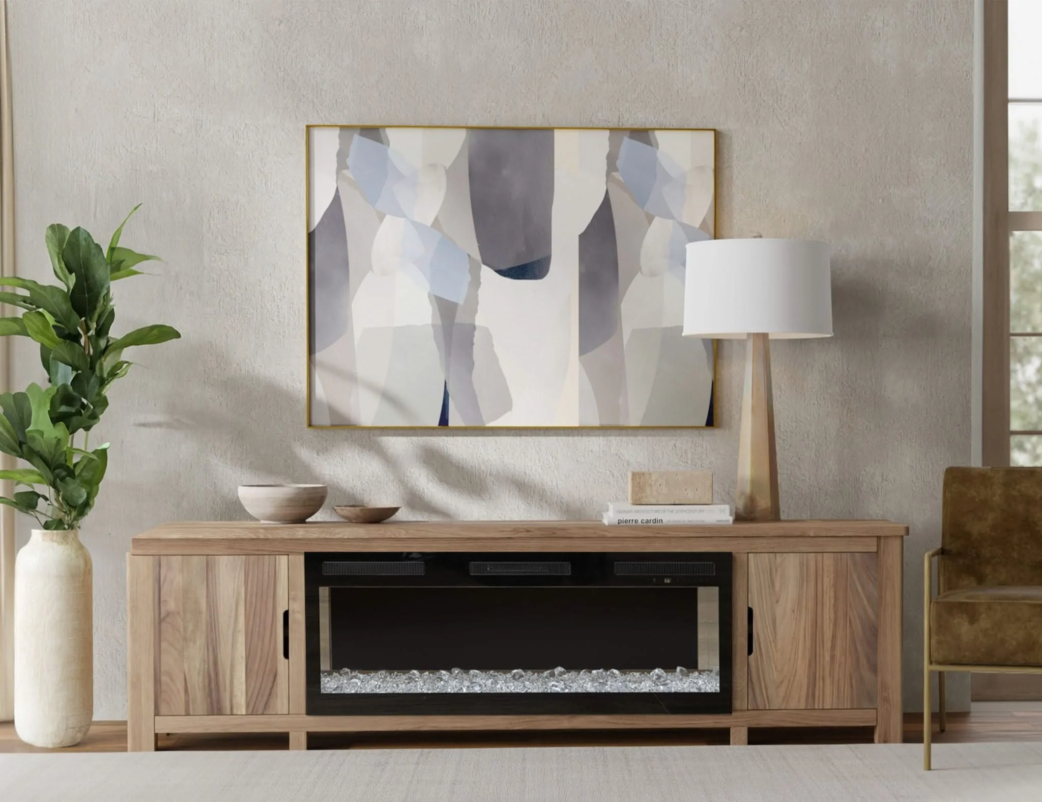 Natural Parota - Electric Fireplace - Brown Cappuccino - Image 3