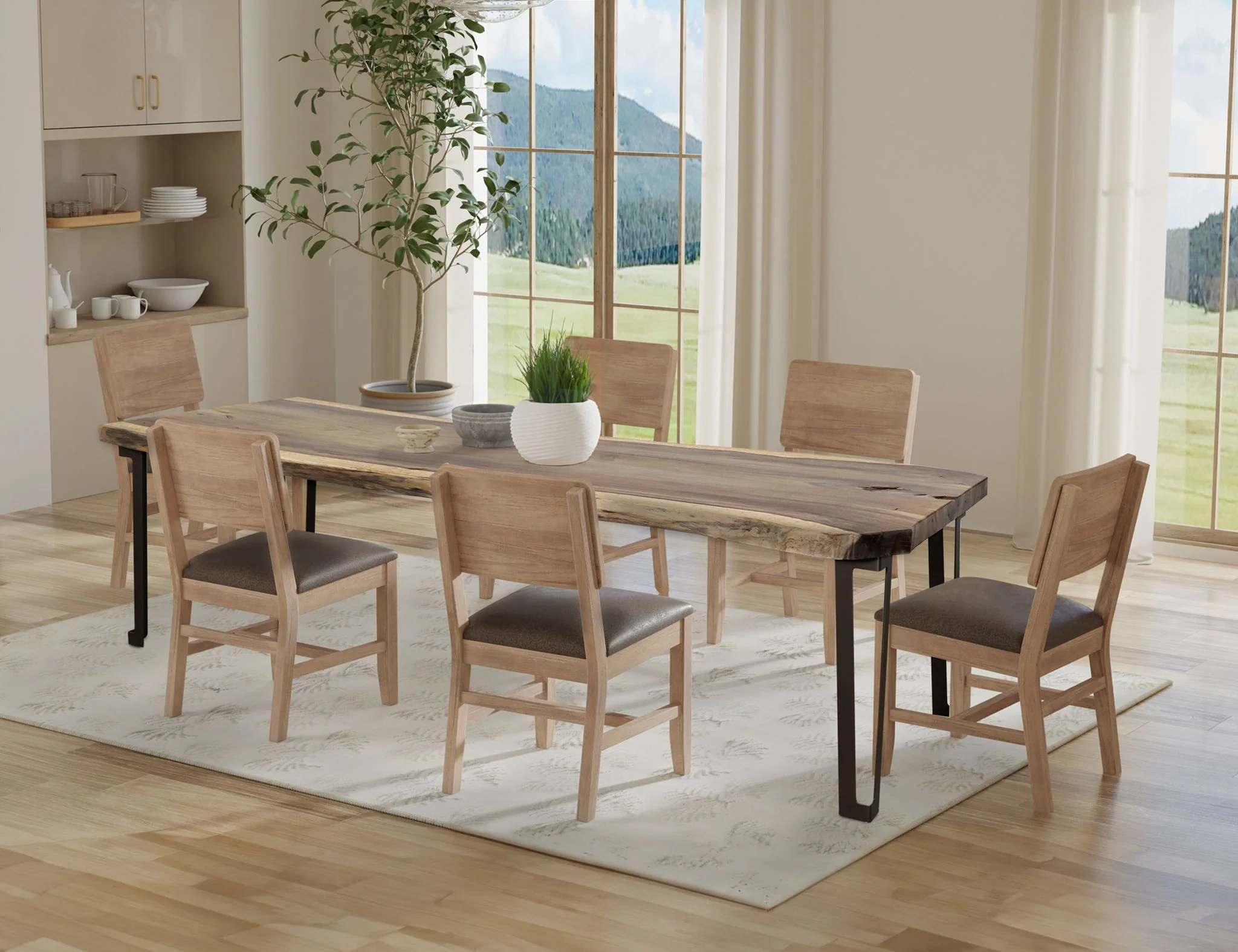 Natural Parota - Rectangular Table (Live Edge) - Light Brown - Image 3