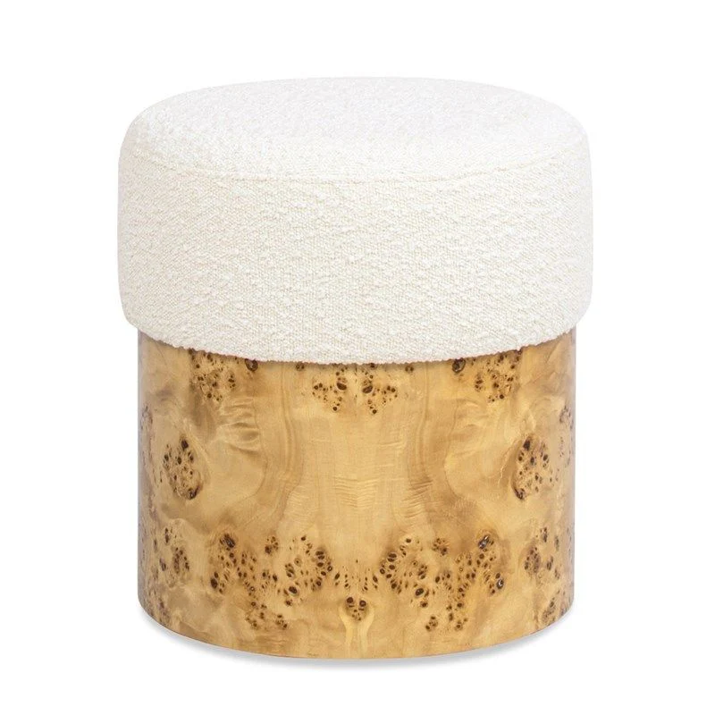 Nebula - Round Upholstered Ottoman - White - Image 4
