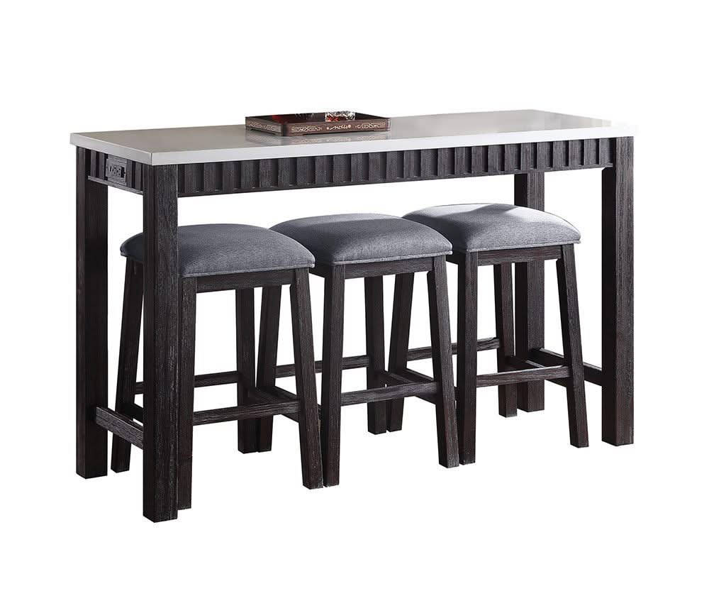 Necalli - Marble Top Weathered 4 Piece Pack Counter Height Table Set - Espresso - Image 3