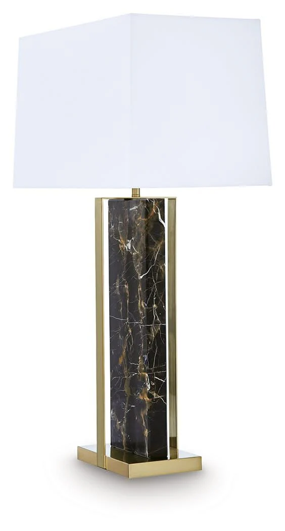 Neonish - Marble Table Lamp - Black / Gold Finish - Image 2