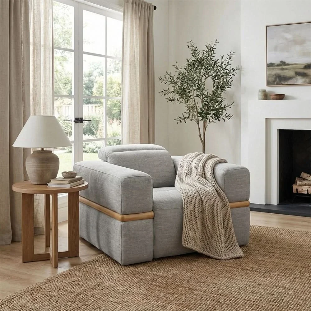 Newark Grey Contemporary Power Recliner with Track Arms - Image 2