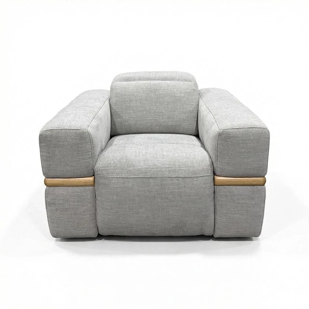 Newark Grey Contemporary Power Recliner with Track Arms - Image 3