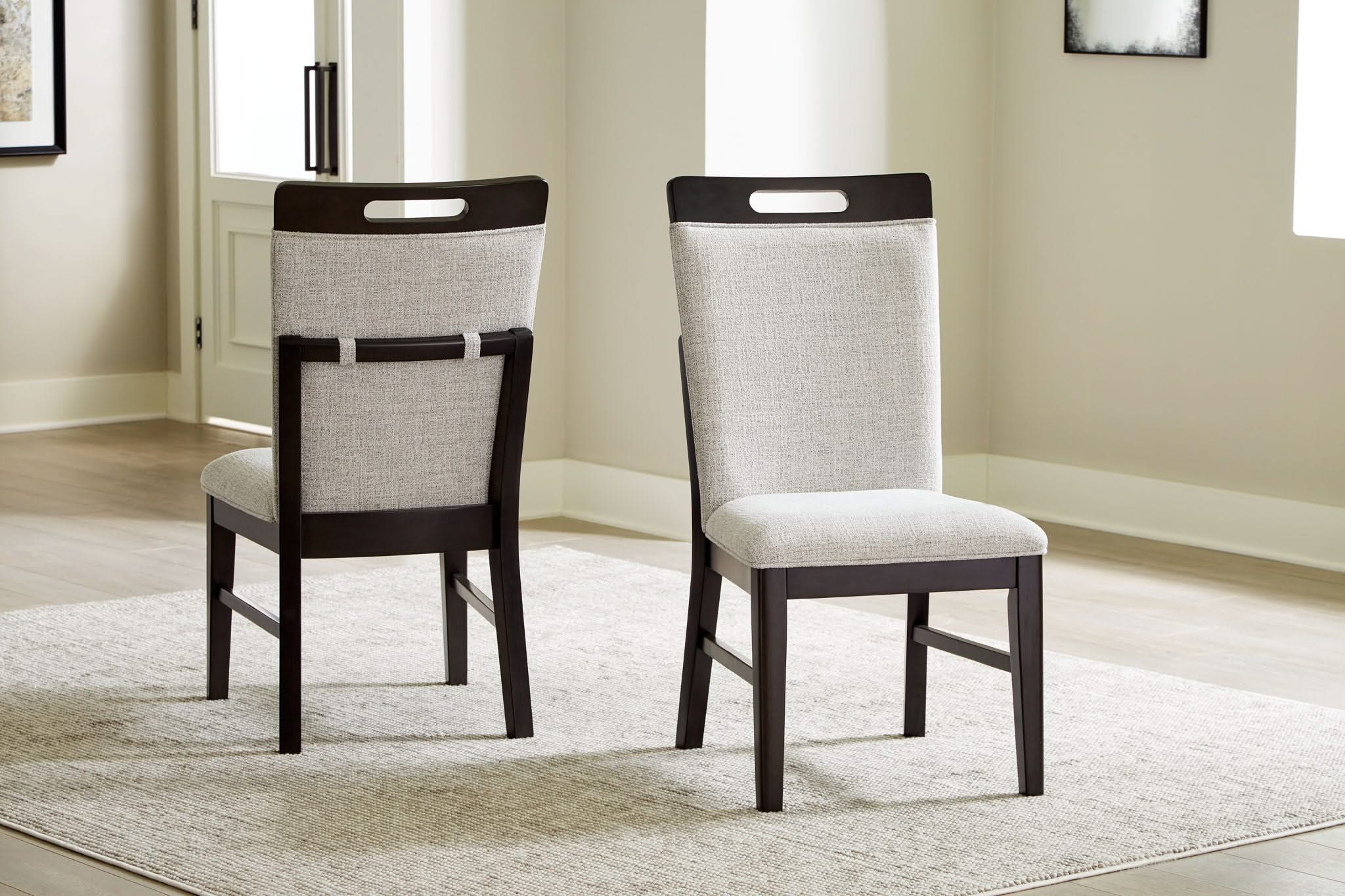 Neymorton - Dining Upholstered Side Chair (Set of 2) - Light Gray / Brown - Image 3