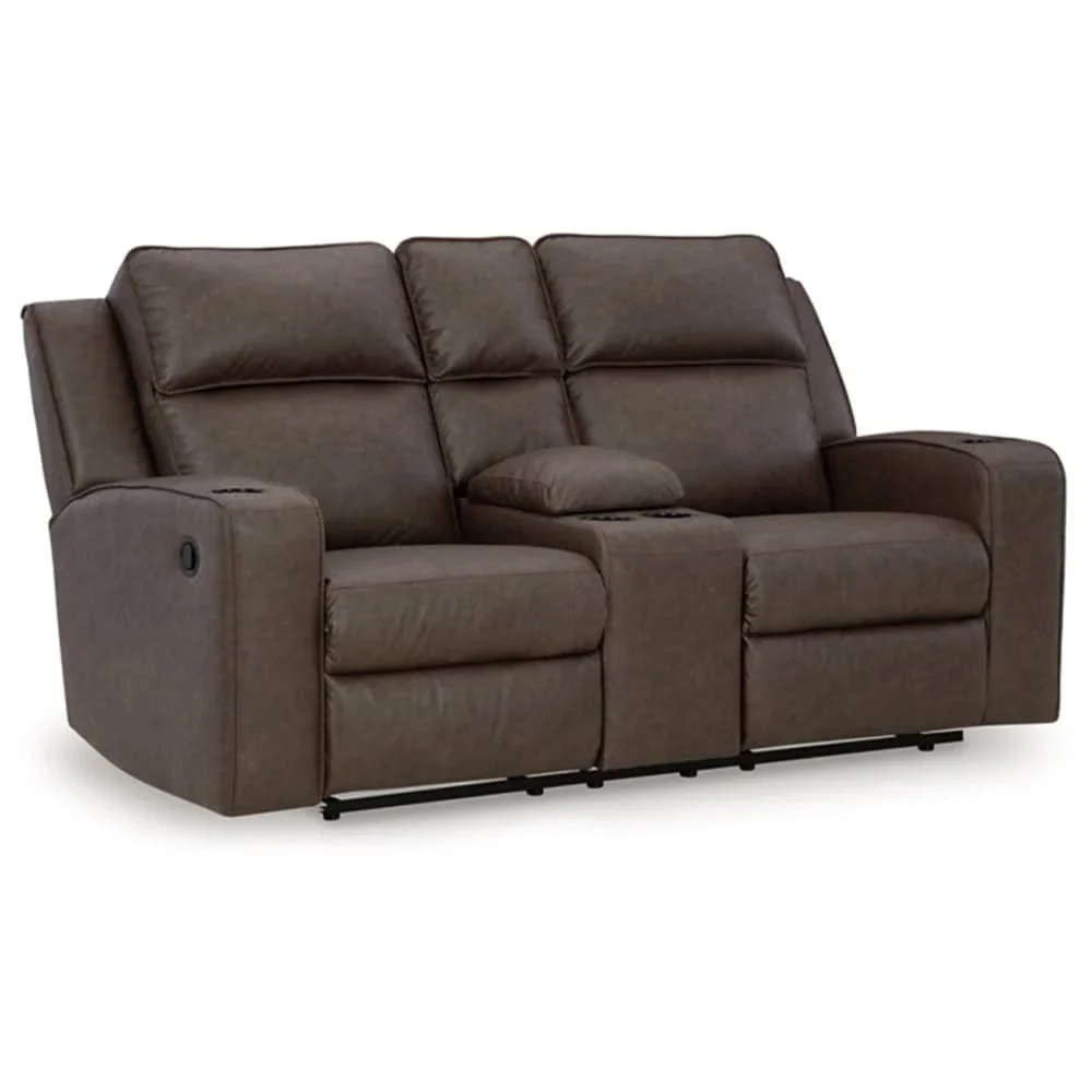Noah Brown Contemporary Manual Reclining Loveseat with Center Console and Cup Holders - Image 3