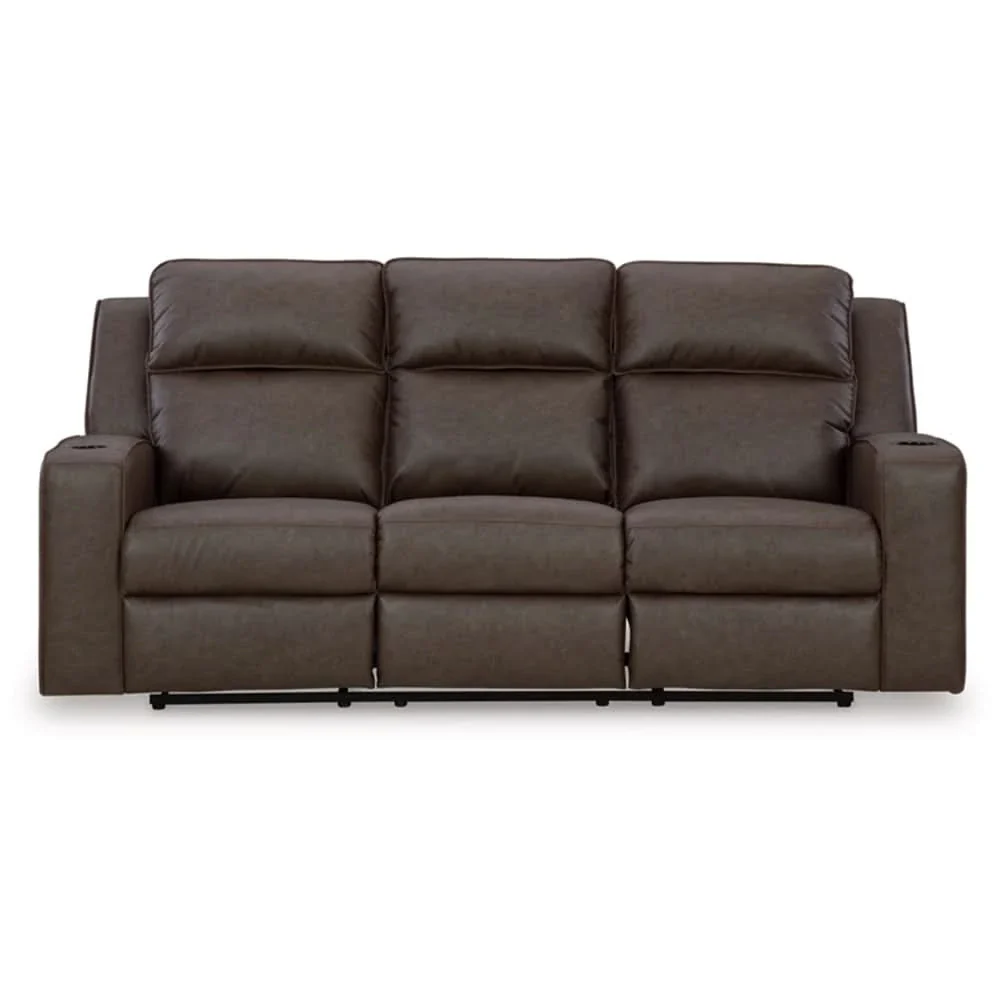 Noah Brown Contemporary Manual Reclining Sofa with Drop-Down Table and USB Charging - Image 2