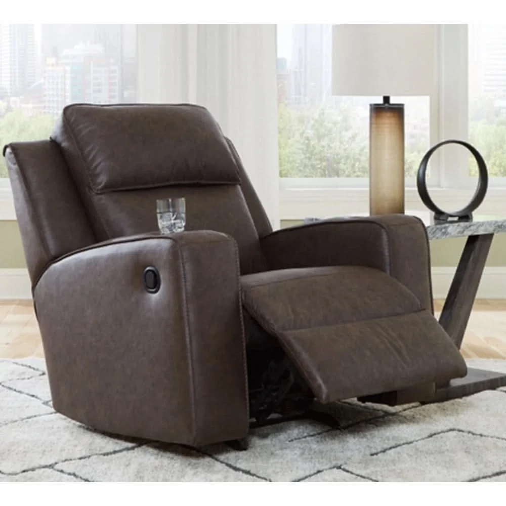 Noah Brown Contemporary Rocker Recliner with Cup Holders and Manual Motion - Image 3
