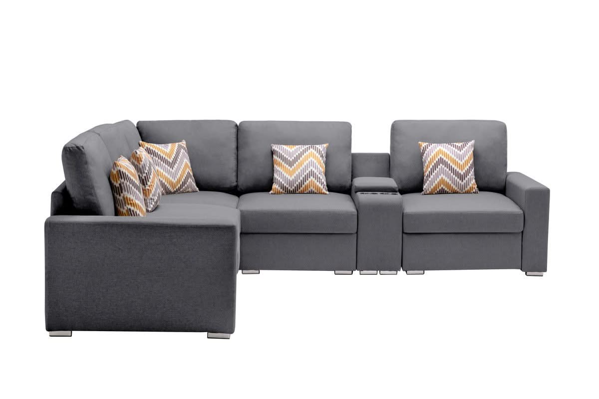 Nolan - Fabric 6 Piece Sectional Sofa With Pillows And Interchangeable Legs - Image 10