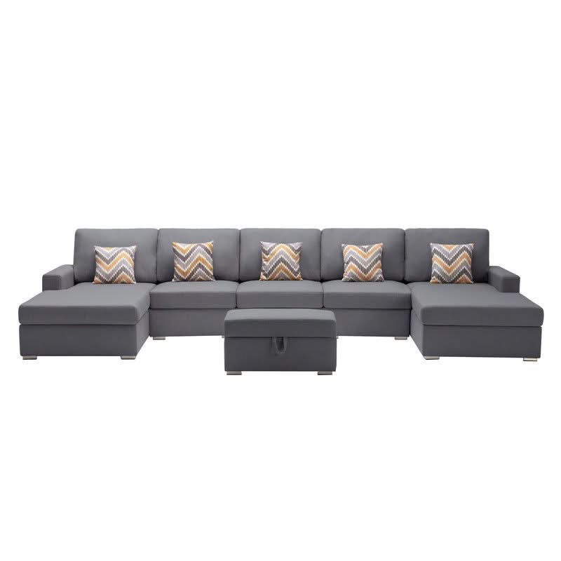 Nolan - Fabric 6 Piece Sectional Sofa With Pillows And Interchangeable Legs - Image 12