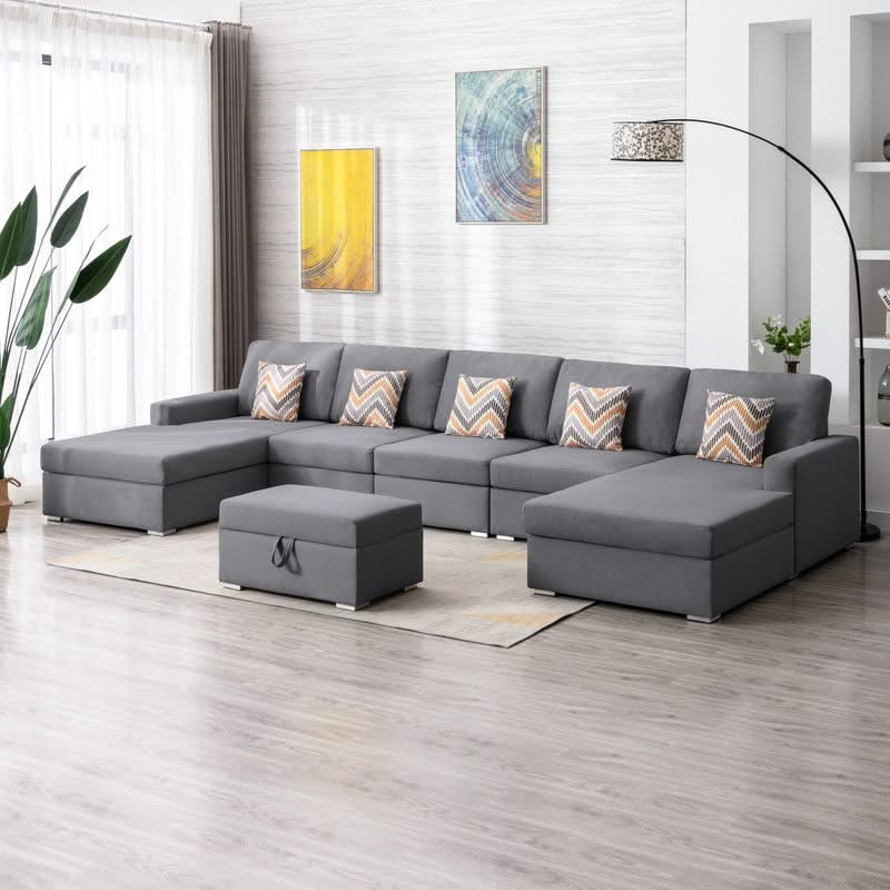 Nolan - Fabric 6 Piece Sectional Sofa With Pillows And Interchangeable Legs - Image 2
