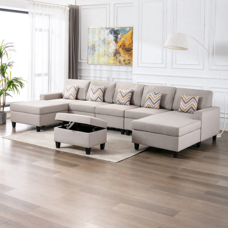 Nolan - Fabric 6 Piece Sectional Sofa With Pillows And Interchangeable Legs - Image 6