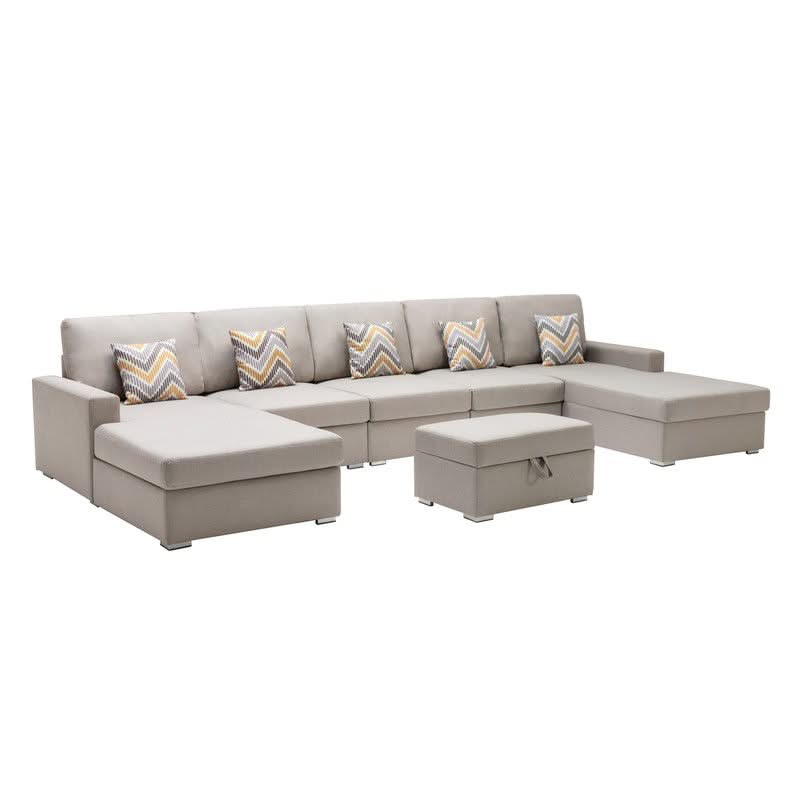 Nolan - Fabric 6 Piece Sectional Sofa With Pillows And Interchangeable Legs - Image 7