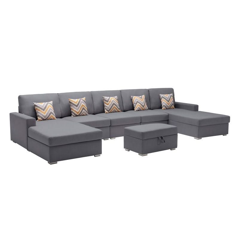 Nolan - Fabric 6 Piece Sectional Sofa With Pillows And Interchangeable Legs - Image 8