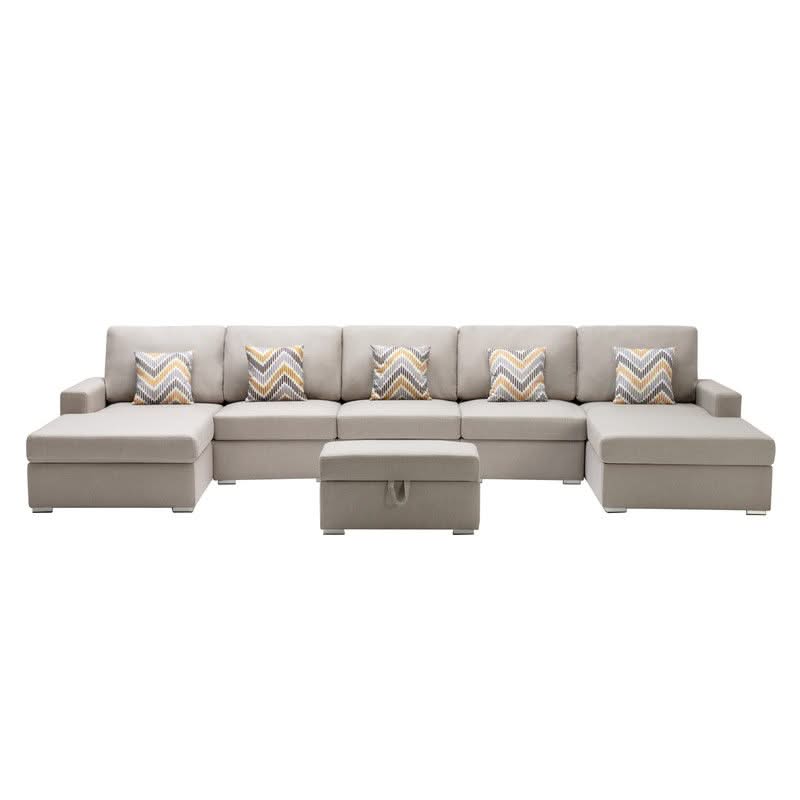 Nolan - Fabric 6 Piece Sectional Sofa With Pillows And Interchangeable Legs - Image 9