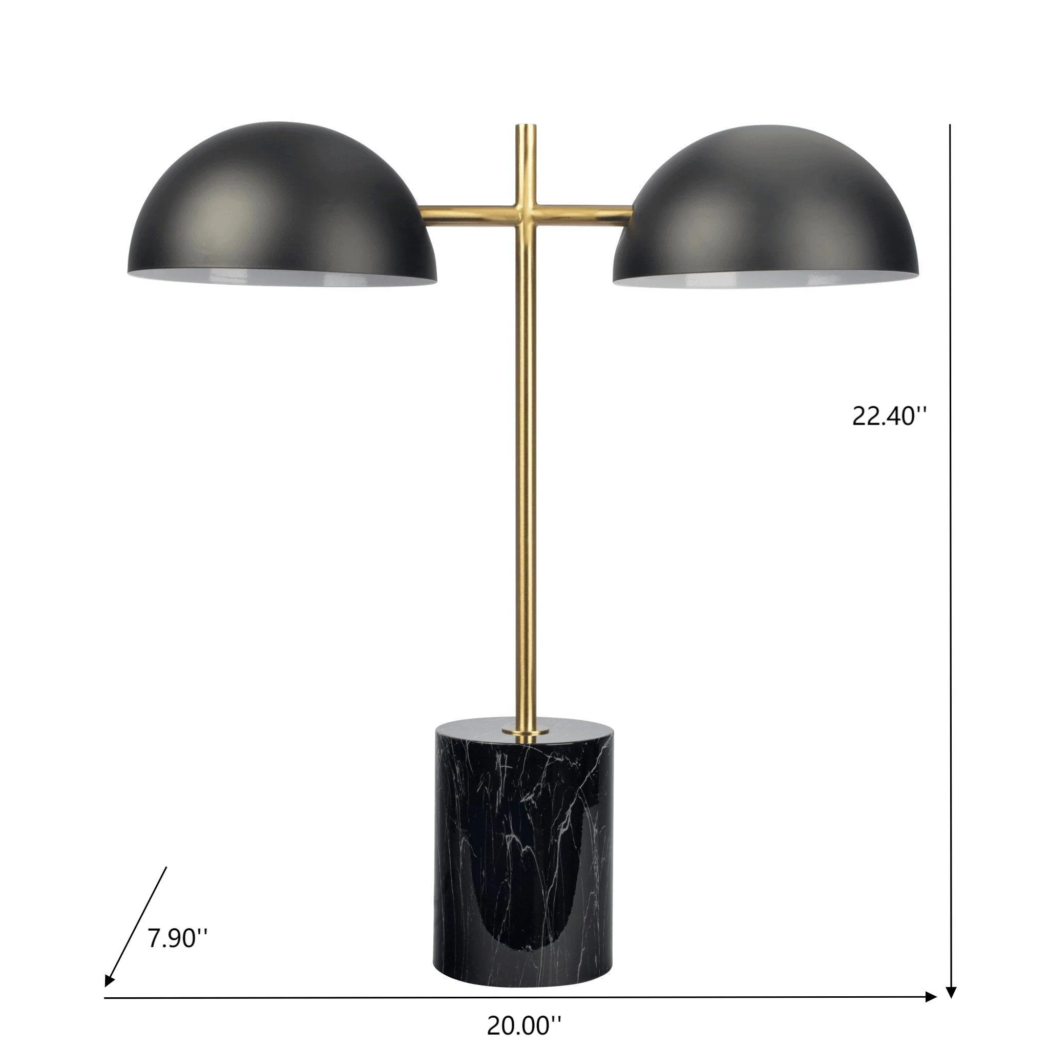Nova - Hydro Table Lamp With On / Off Switch Double Lamp - Black / Gold / Marble - Image 4