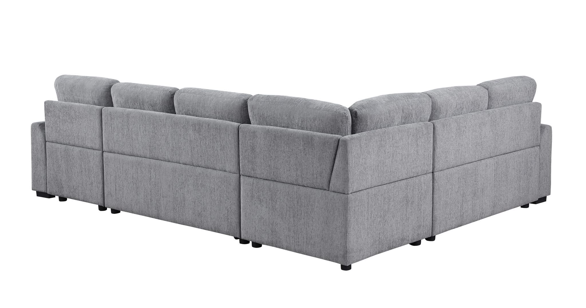 Nyhan - Upholstered Corner Sectional With Pull Out Loveseat And Storaged Chaise - Light Gray - Image 2