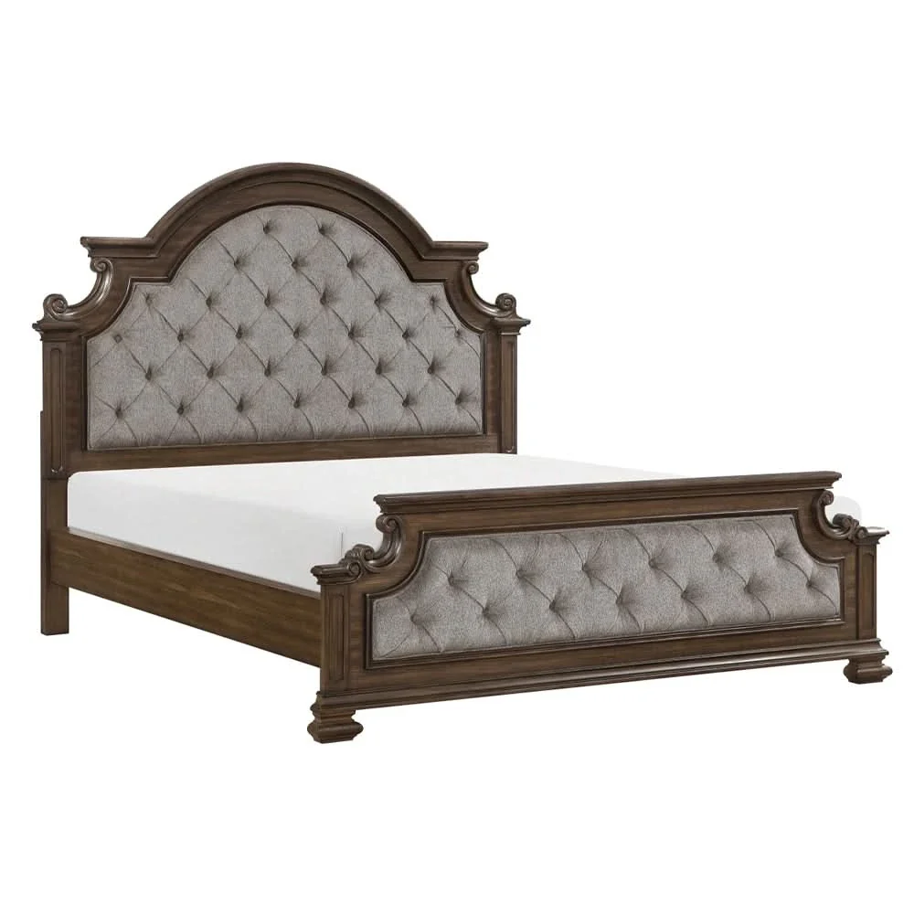 Oakland Traditional 5PC Bedroom Set with Tufted Mansion Headboard and Ornate Details - Image 6