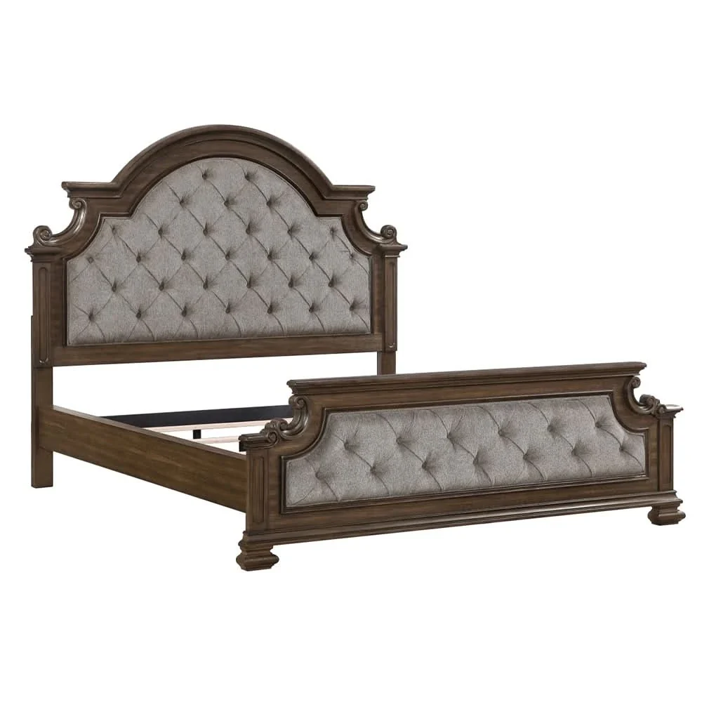 Oakland Traditional 5PC Bedroom Set with Tufted Mansion Headboard and Ornate Details - Image 7