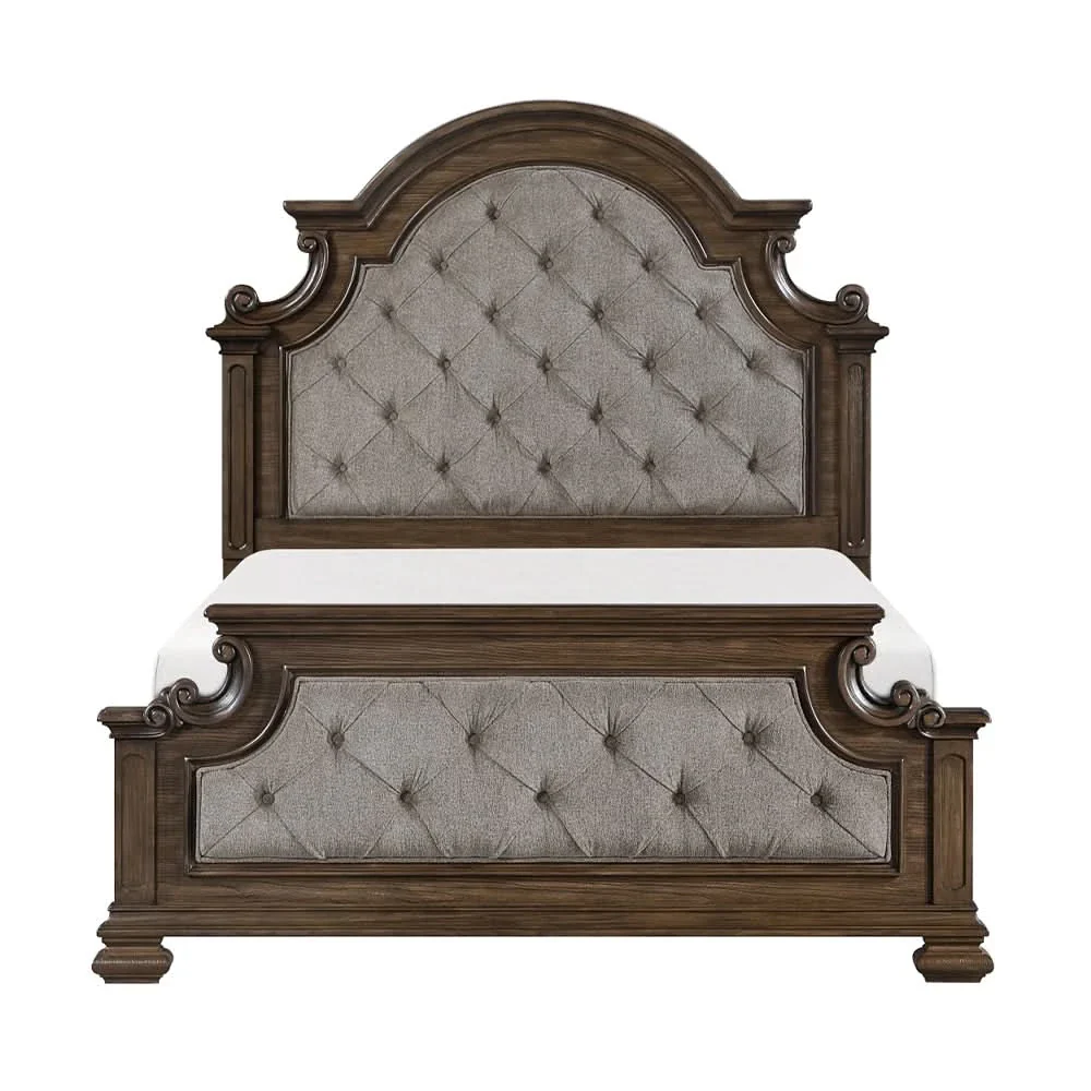 Oakland Traditional 5PC Bedroom Set with Tufted Mansion Headboard and Ornate Details - Image 4