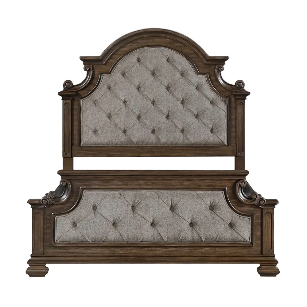 Oakland Traditional 5PC Bedroom Set with Tufted Mansion Headboard and Ornate Details - Image 5