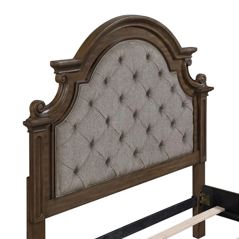 Oakland Traditional 5PC Bedroom Set with Tufted Mansion Headboard and Ornate Details - Image 10