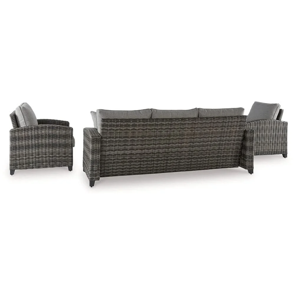 Oasis Court Gray 4PC Outdoor Sofa Set with Cushions and Coffee Table - Image 5