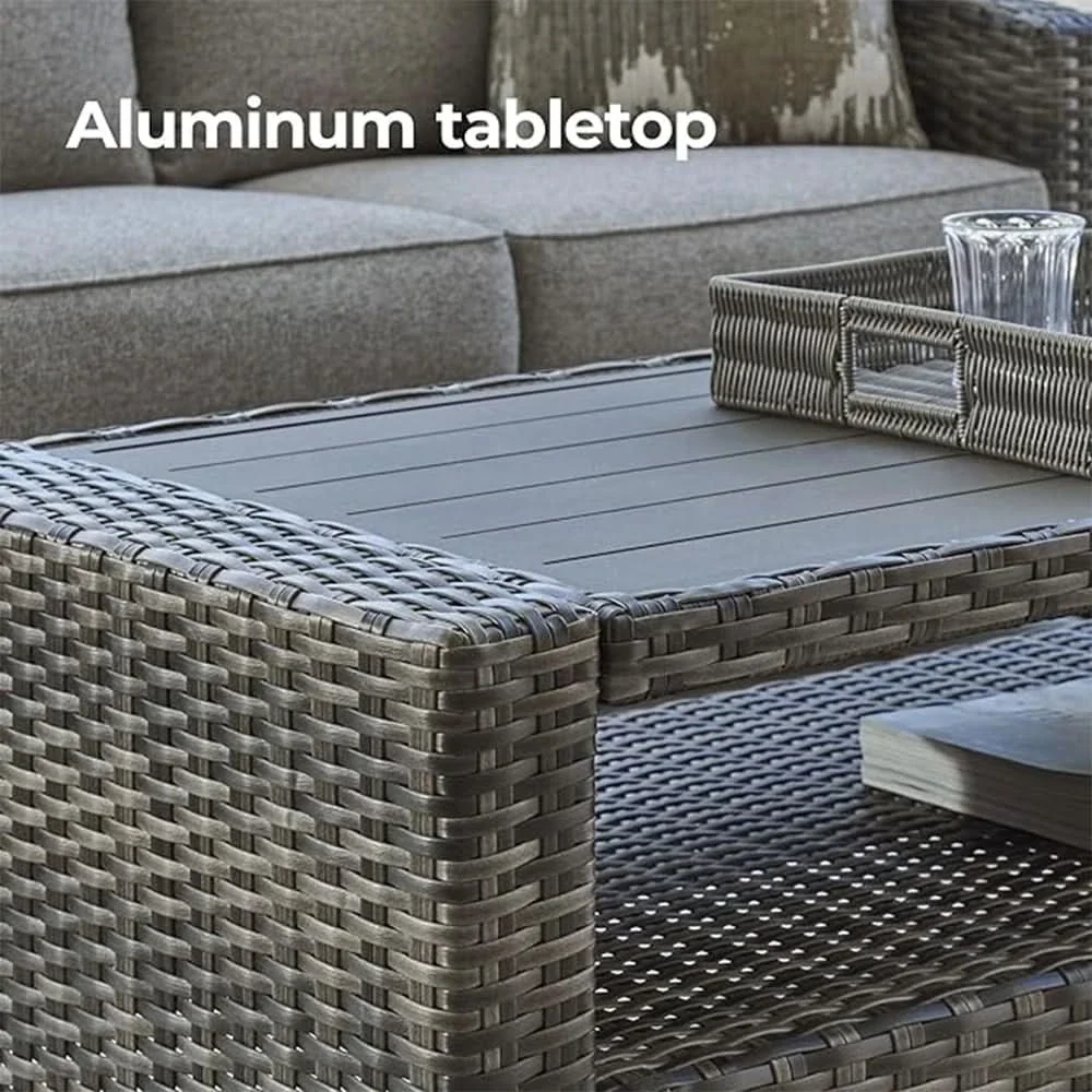 Oasis Court Gray 4PC Outdoor Sofa Set with Cushions and Coffee Table - Image 8