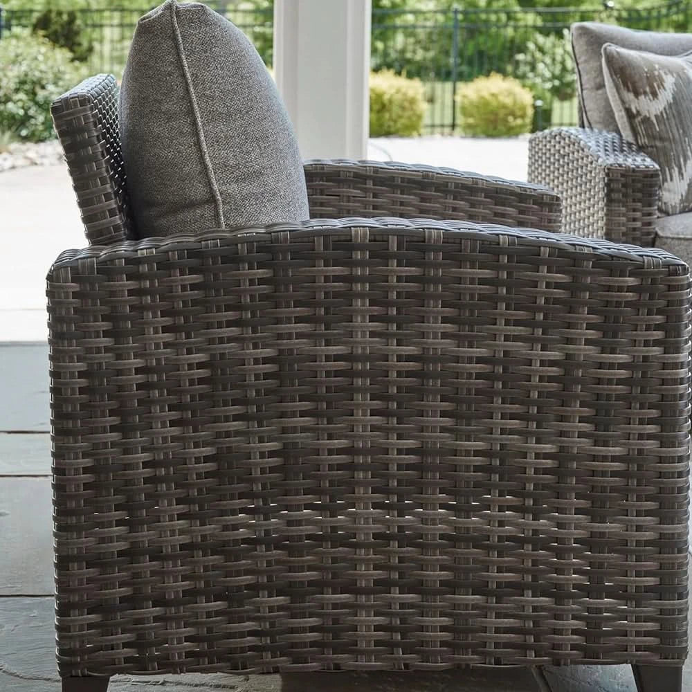 Oasis Court Gray 4PC Outdoor Sofa Set with Cushions and Coffee Table - Image 9