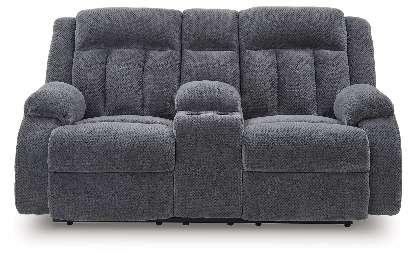 Observation - Double Reclining Power Loveseat With Console - Steel - Image 3