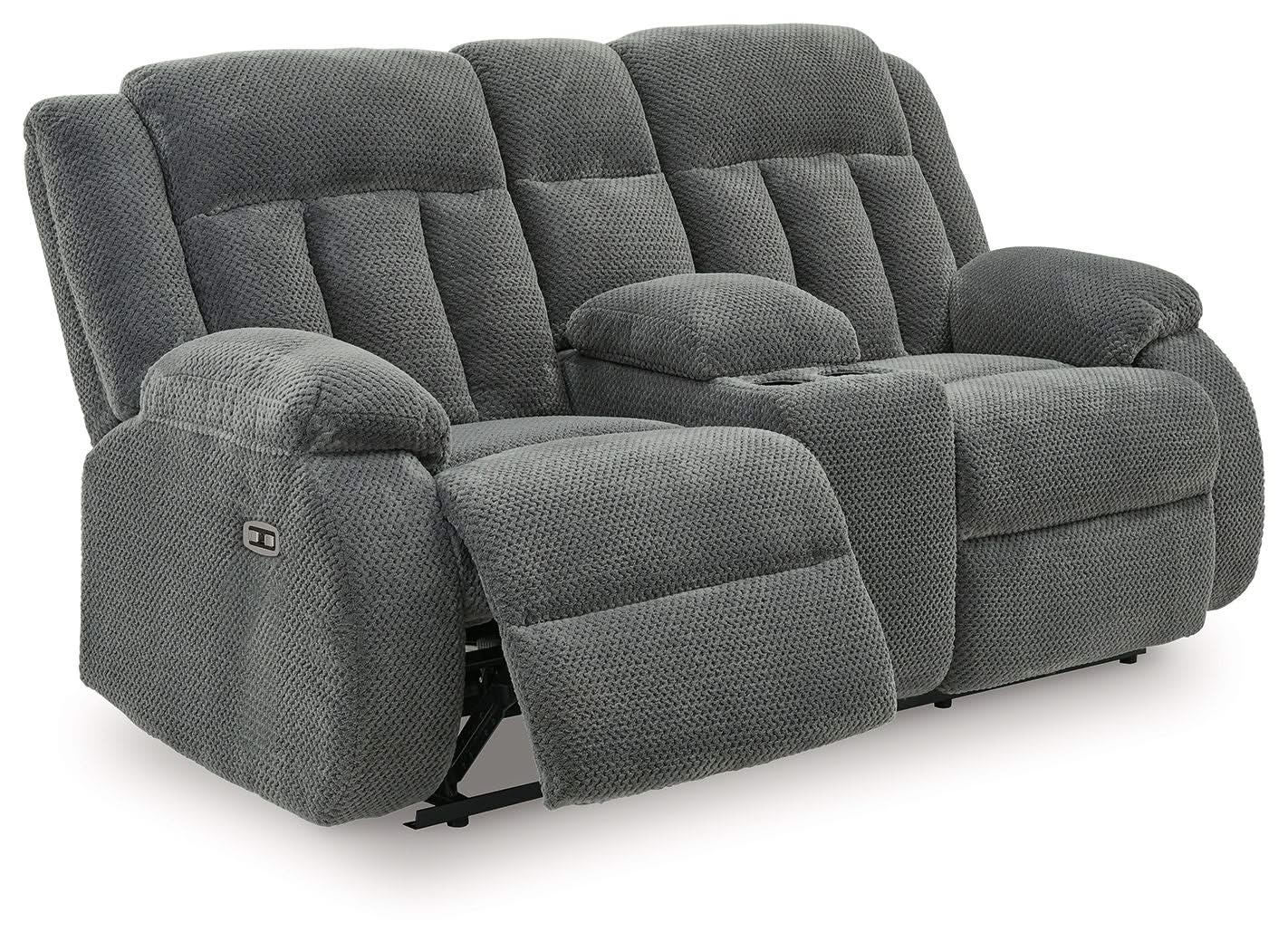 Observation - Double Reclining Power Loveseat With Console - Steel - Image 4