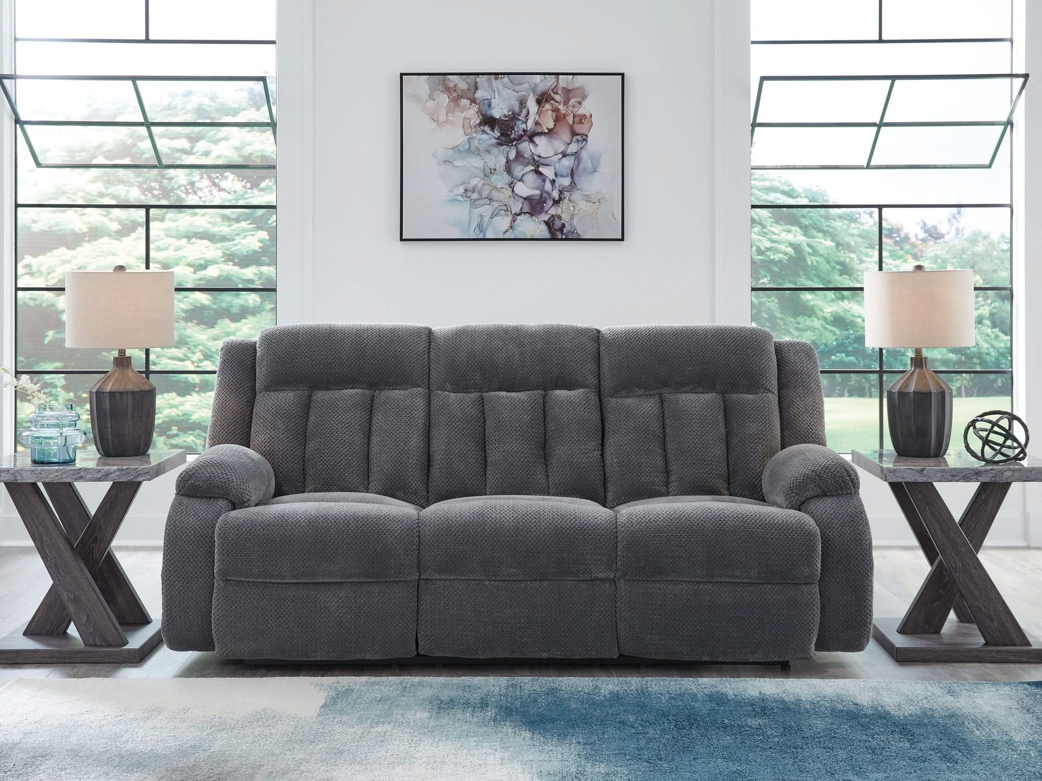 Observation - Reclining Power Sofa With Drop Down Table - Steel - Image 4