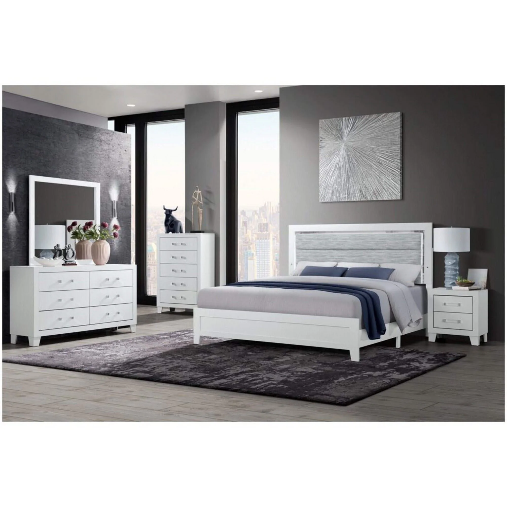 Omoda - 5 Pieces Bedroom Set With LED - Image 4
