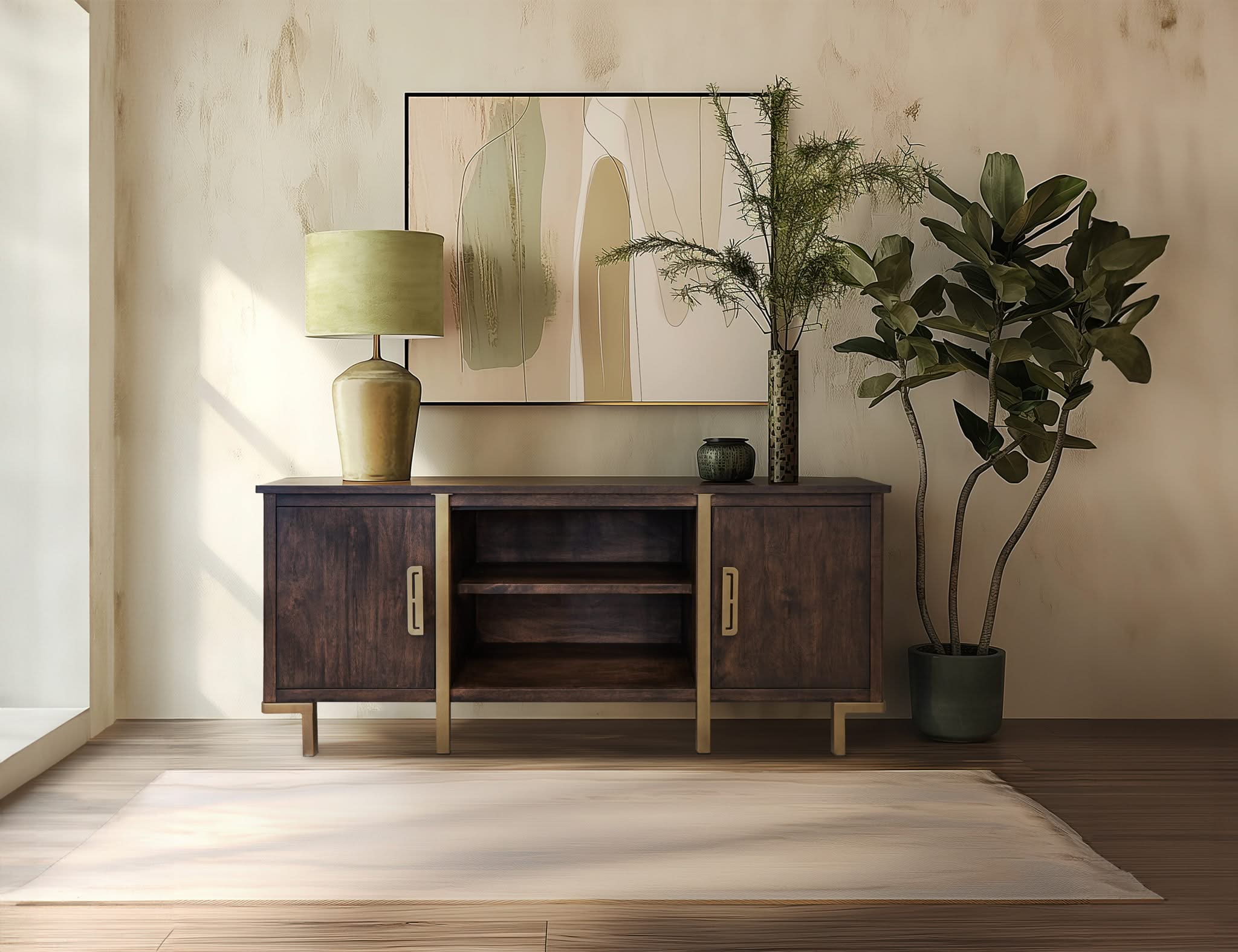 Onix - 2 Door TV Stand - Mahogany Brown - Image 4