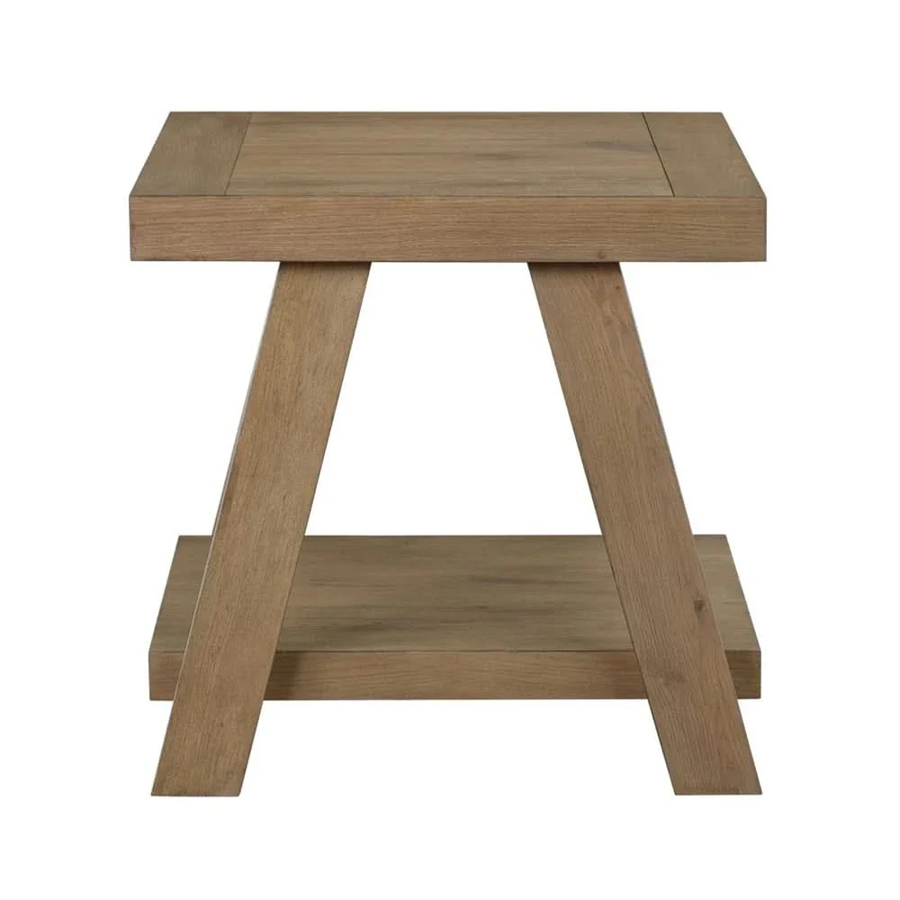 Orinda Caramel End Table with Solid Wood Legs and Storage Shelf - Image 3