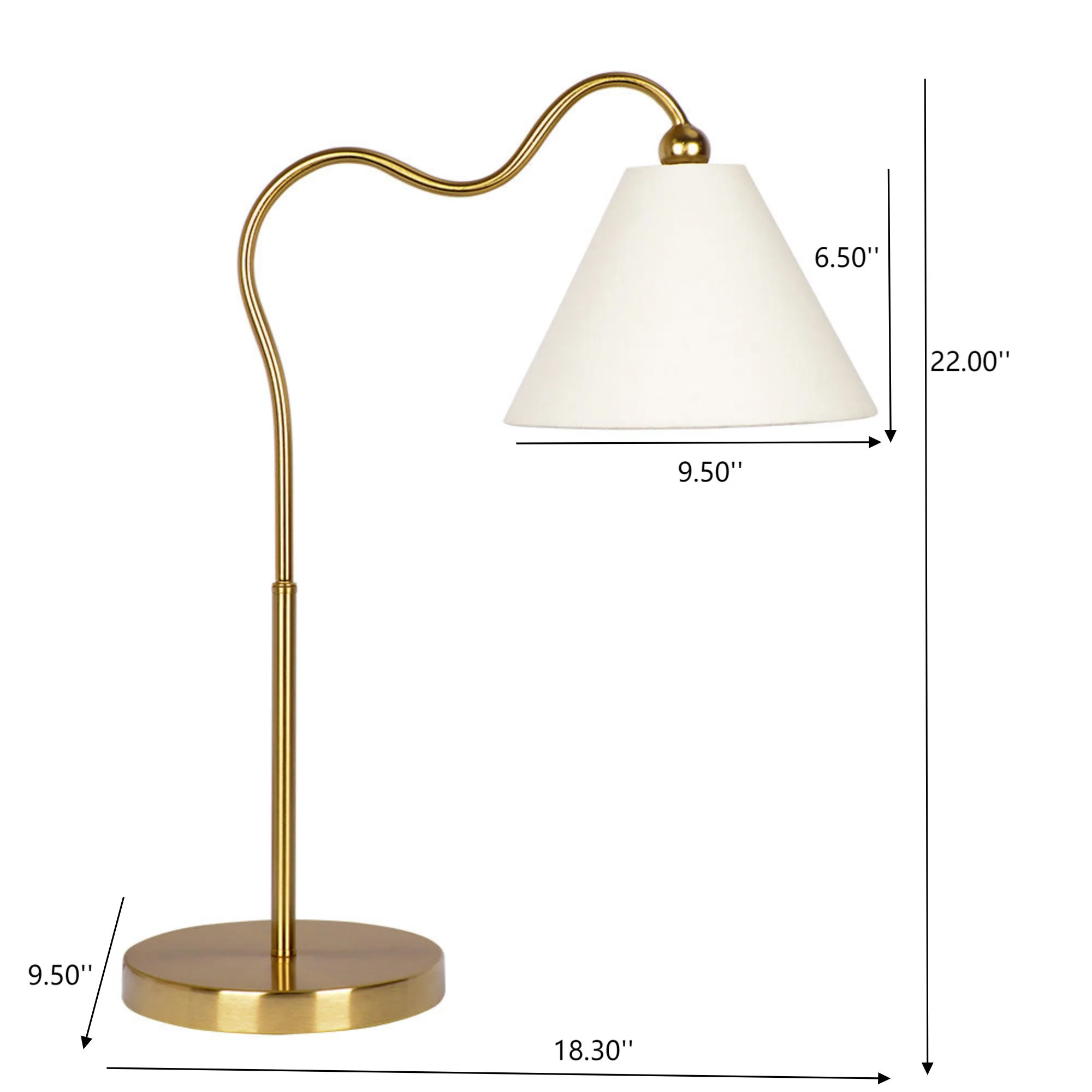 Ornate - Ring Base Curved Table Lamp With Triangle Drum Shade - Gold / White - Image 2